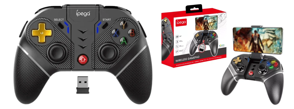 Controle Ipega PG-9218 com sistema de encaixe extensível ajustado a diferentes tamanhos de smartphone